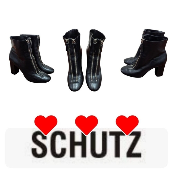 SCHUTZ Shoes - Schutz womens black leather zip bootie size 7